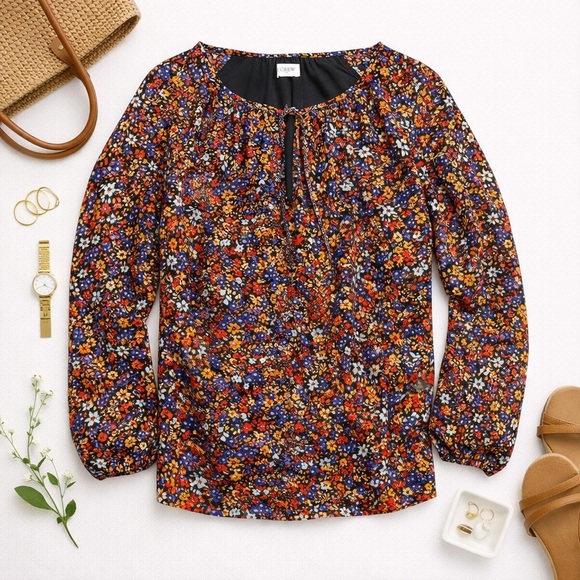 J. Crew Factory Tops - NWOT J. Crew Factory Floral Crinkle Peasant Top Size Small S